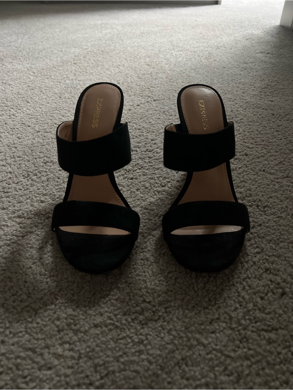 Express Women's Black Two-Band Slide Heel